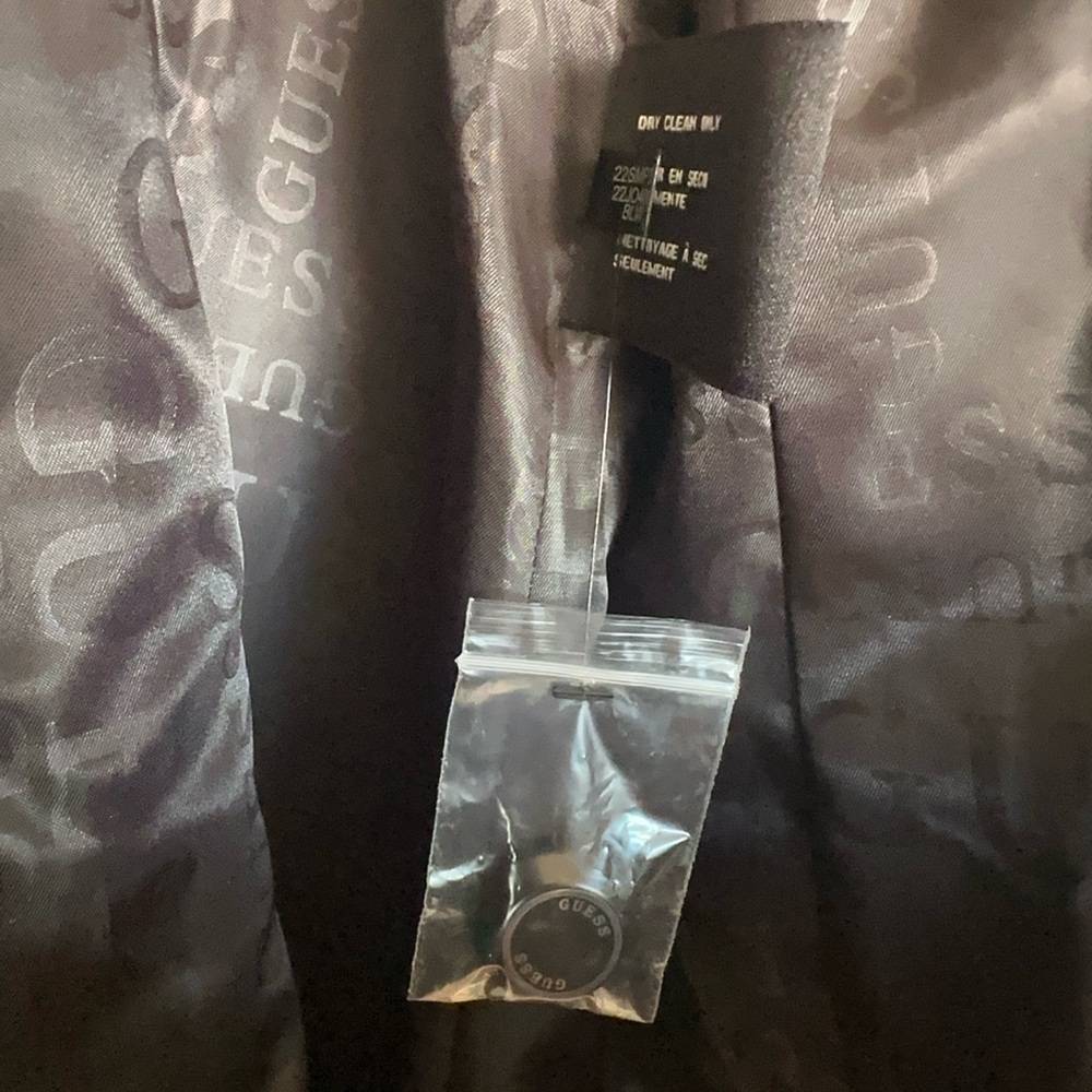 GUESS Women's Black Gray Double-Breasted Coat Water Resistant Large - Picture 6 of 10